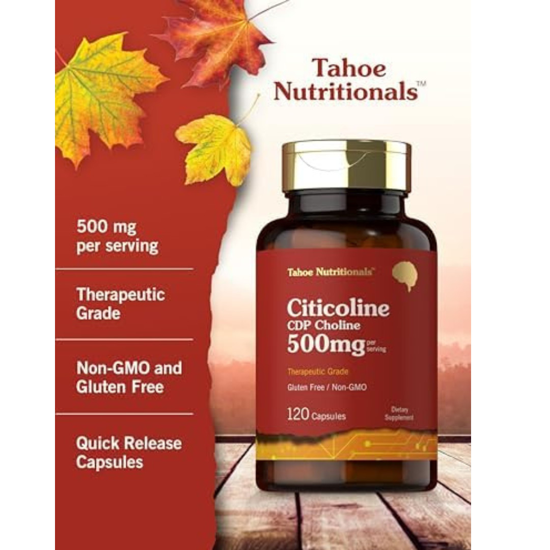 Citicoline 500mg | 120 Capsules | CDP Choline Supplement | by Tahoe Nutritionals