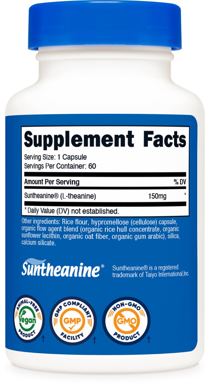 Nutricost Suntheanine (150mg) 60 Capsules – L-Theanine, Vegan, GMO-Free