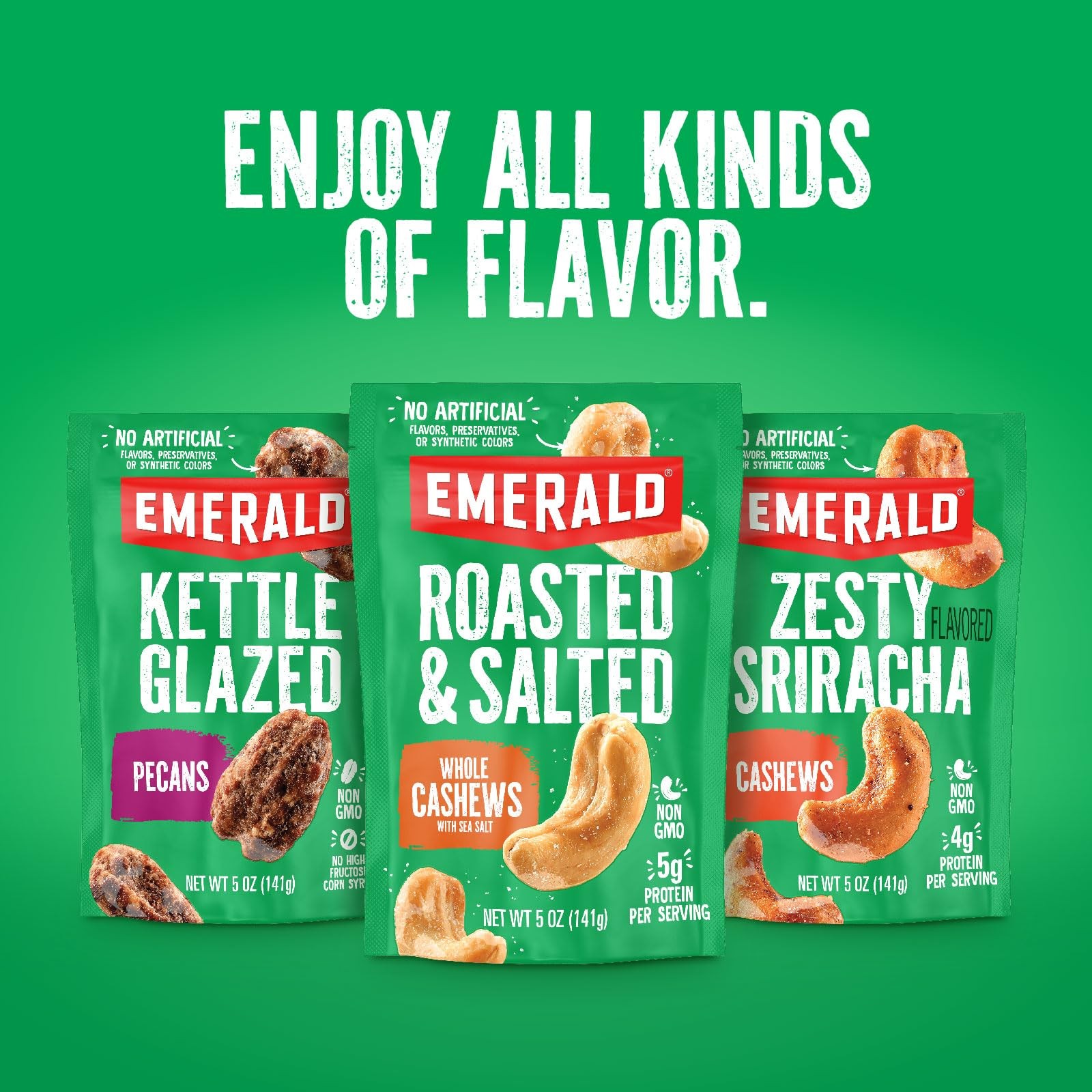 Emerald Nuts Roasted and Salted Cashews 7ct (1-Pack), 0.62 Ounce (Pack of 7)