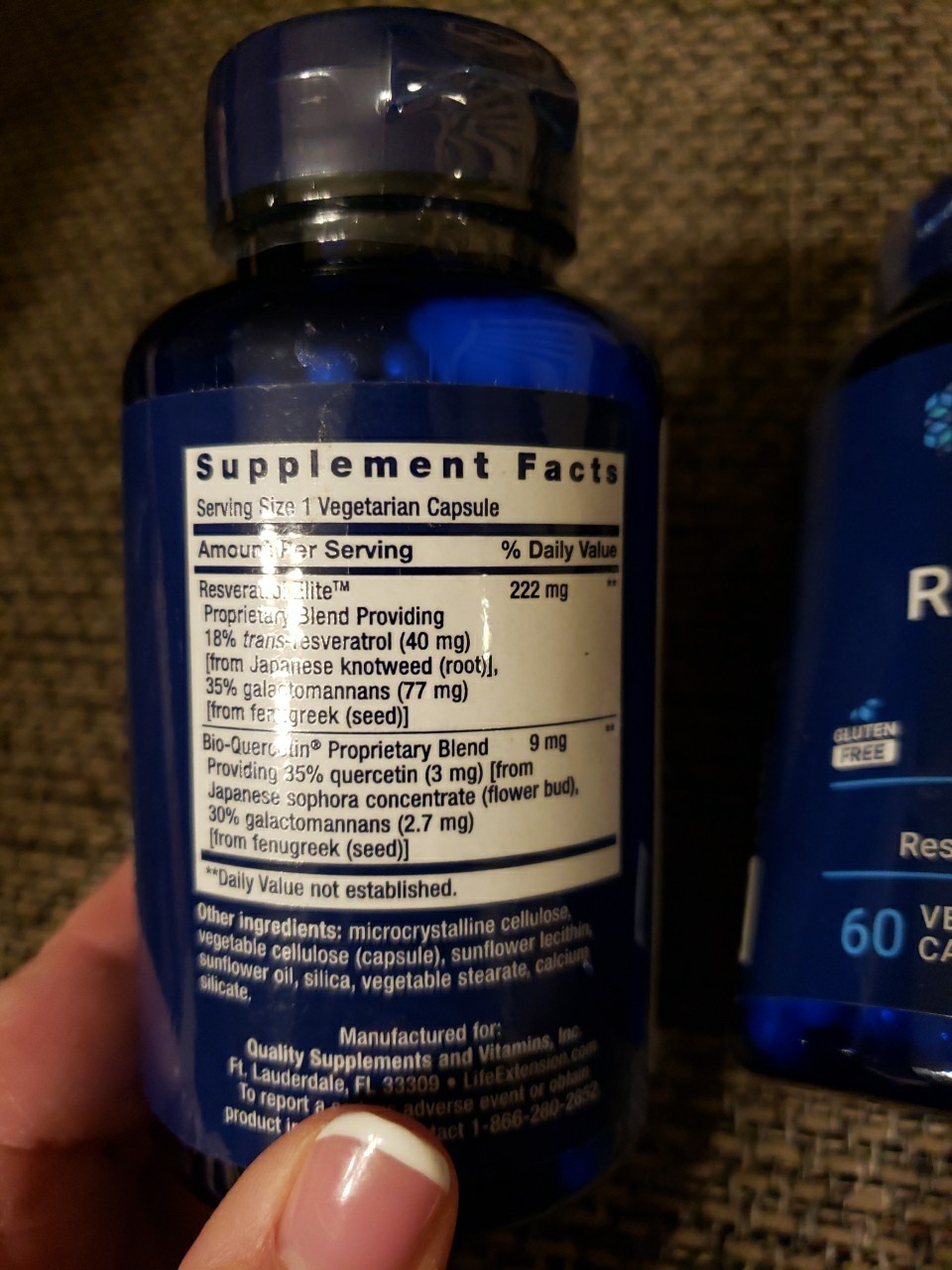 Life Extension Resveratrol Elite 60 Vegetarian Capsules EX 10/27