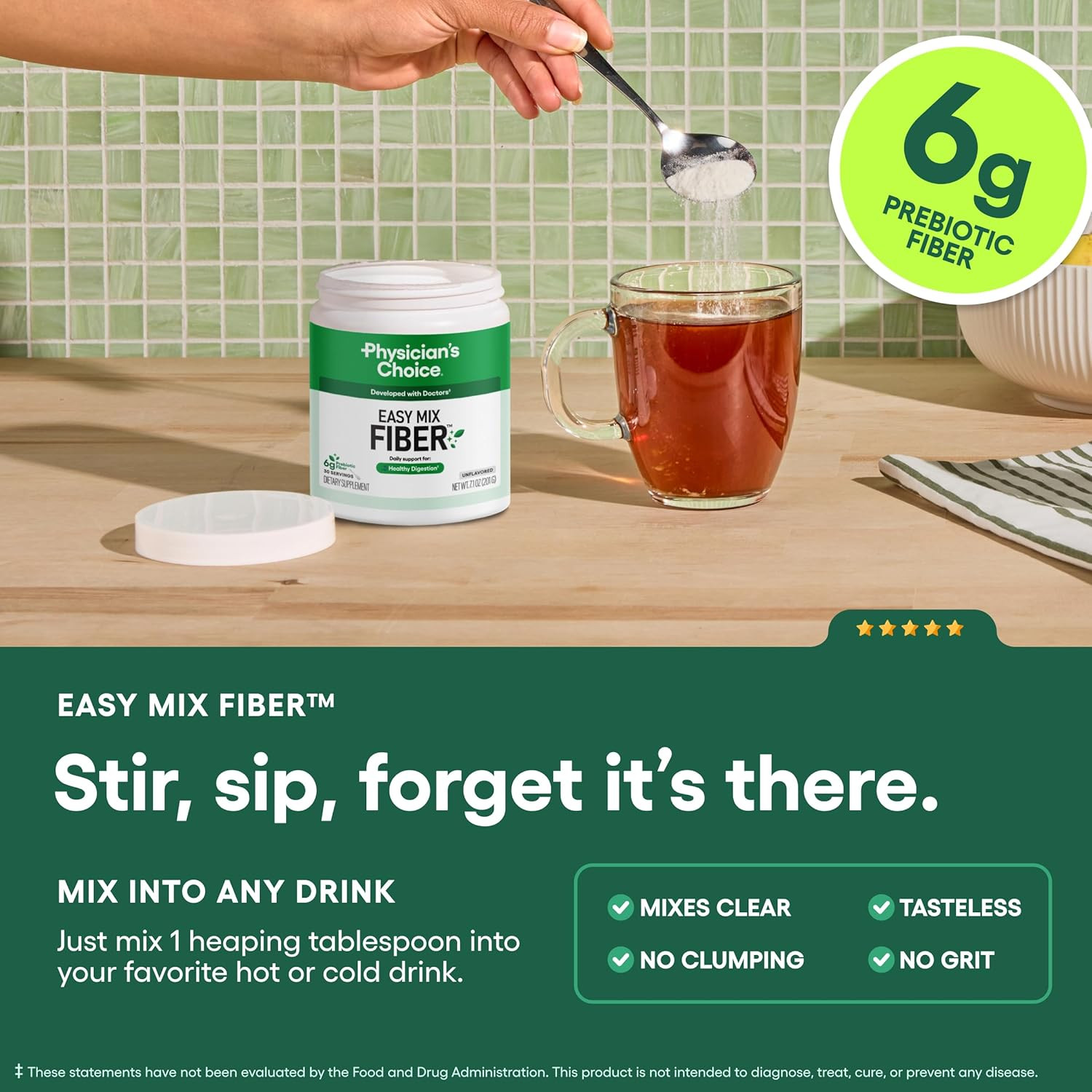 Soluble Fiber Powder Supplement Unflavored Sugar Free Prebiotic 7.1 Oz