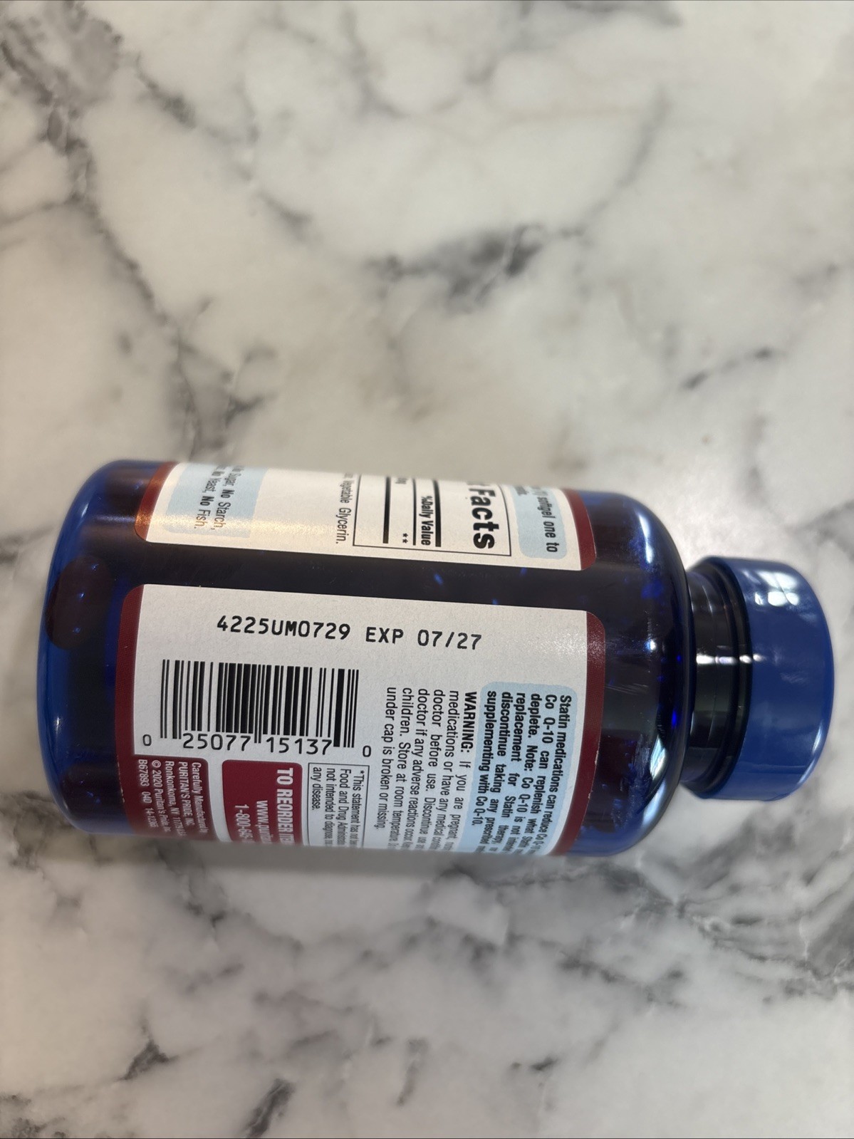 Puritan’s Pride Q-sorb Co Q-10 100mg Rapid Release Softgels -240 Count Exp 07/27