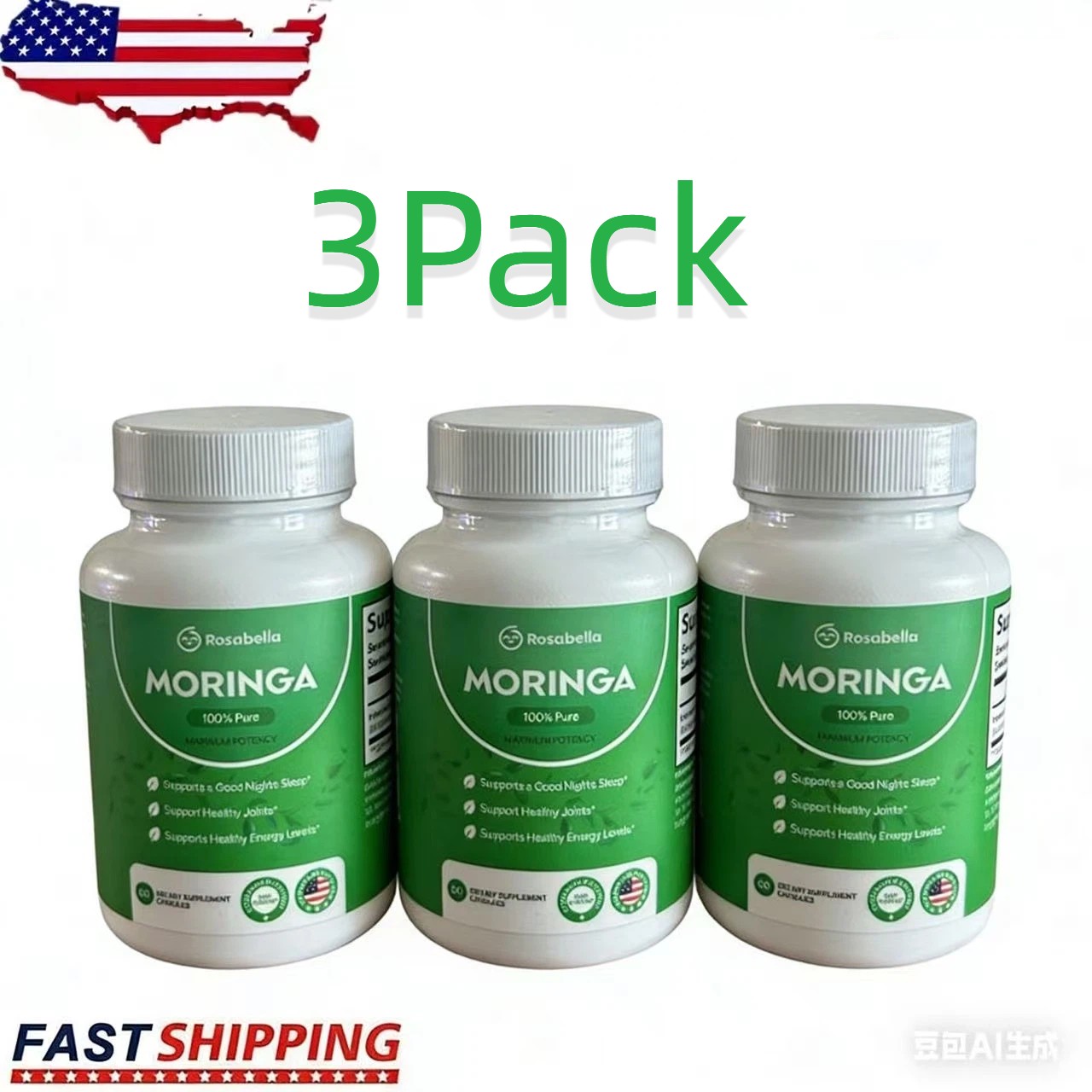 Moringa 3Pack Capsules Gut to Support Immune & wellness 180 Capsules