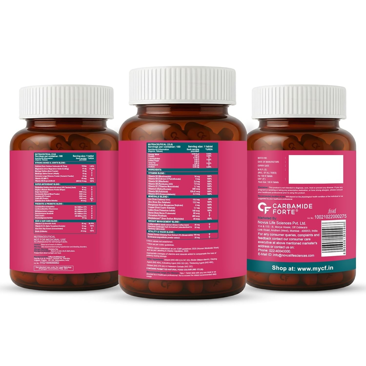 Carbamide Forte Women+ Multivitamin with Probiotics 100 Tablets