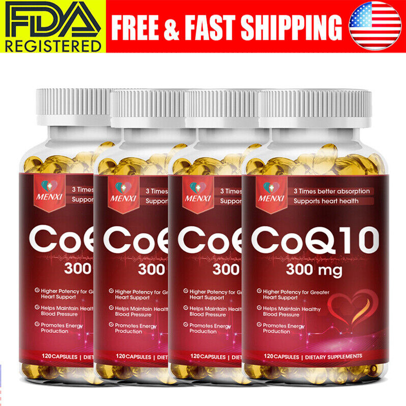 1-4pc CoQ 10 Coenzyme Q10 Vegan 300mg 120 Capsules Cardiovascular Heart Health