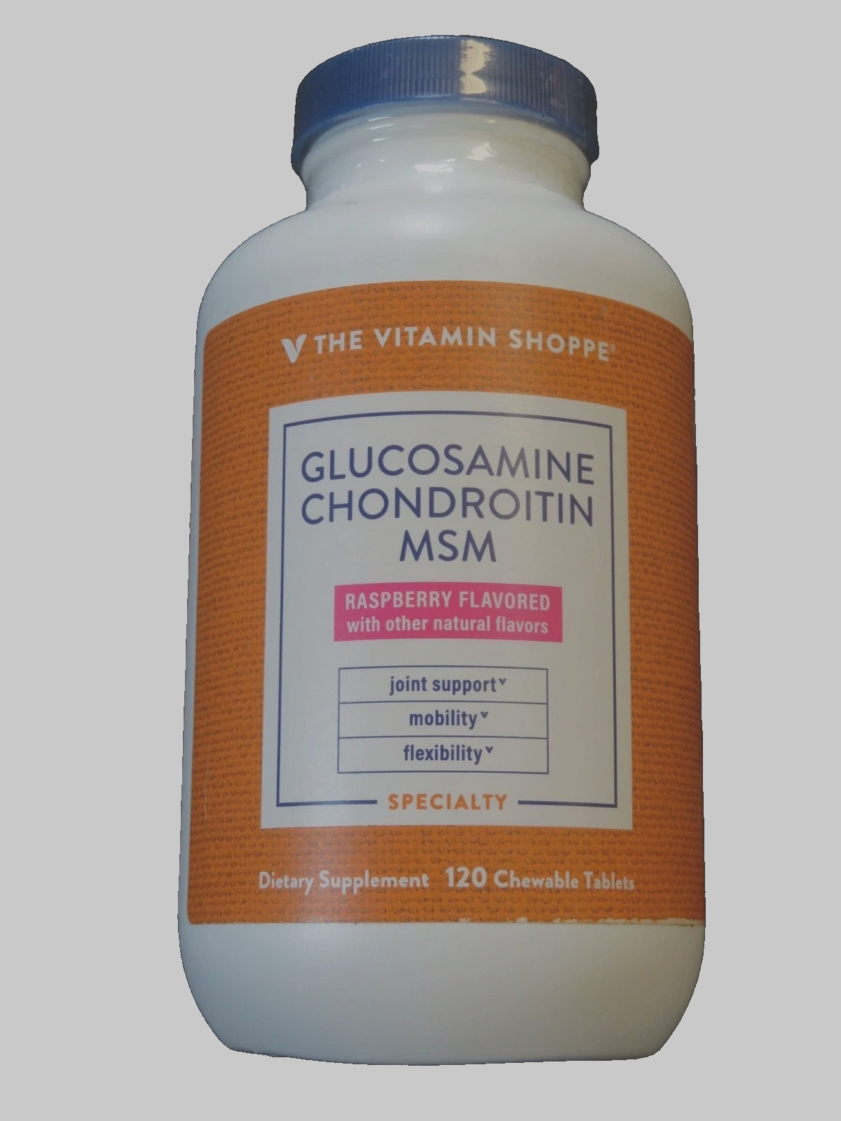 NEW Glucosamine Chondroitin MSM 120 Chew Tabs Vitamin Shoppe Joint Raspberry