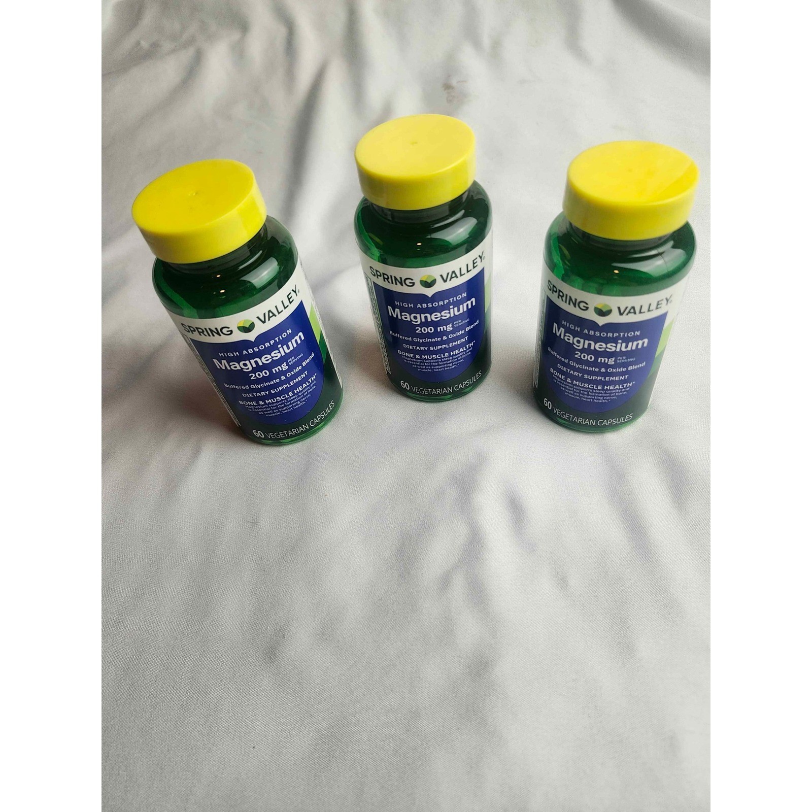 Spring Valley High Absorption Magnesium 200mg 60ct 3 Pack Exp12/2027 Bone Muscle