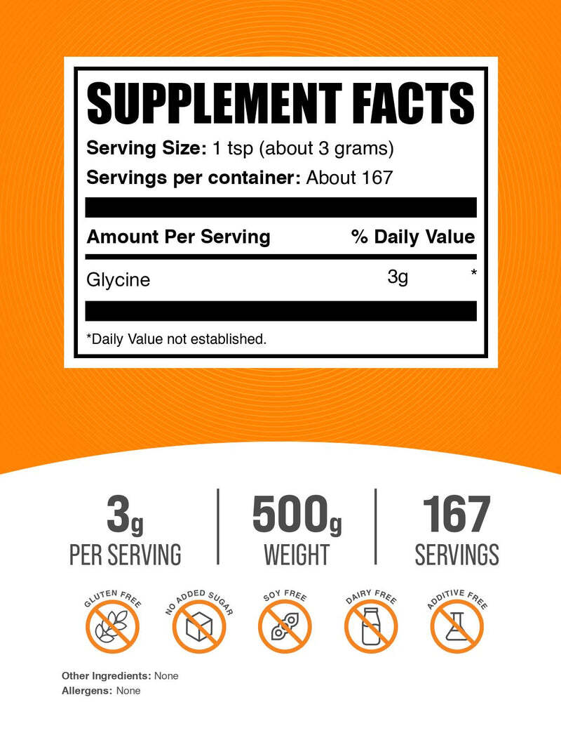 BulkSupplements Glycine Powder – Build Lean Muscle – 3000 mg Per Serving