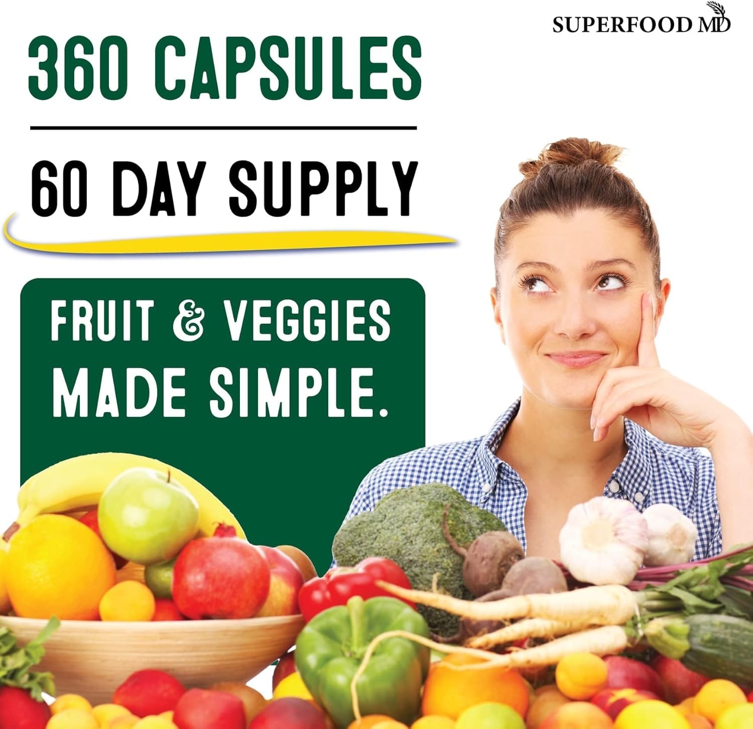 Ultimate Superfood Blend – 360 Olive Leaf-Infused Fruit & Veggie Capsules