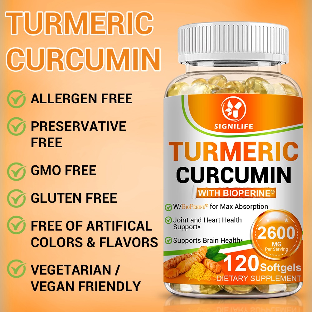 Turmeric Curcumin 2600mg w/ BioPerine Black Pepper Triple Strength Capsules
