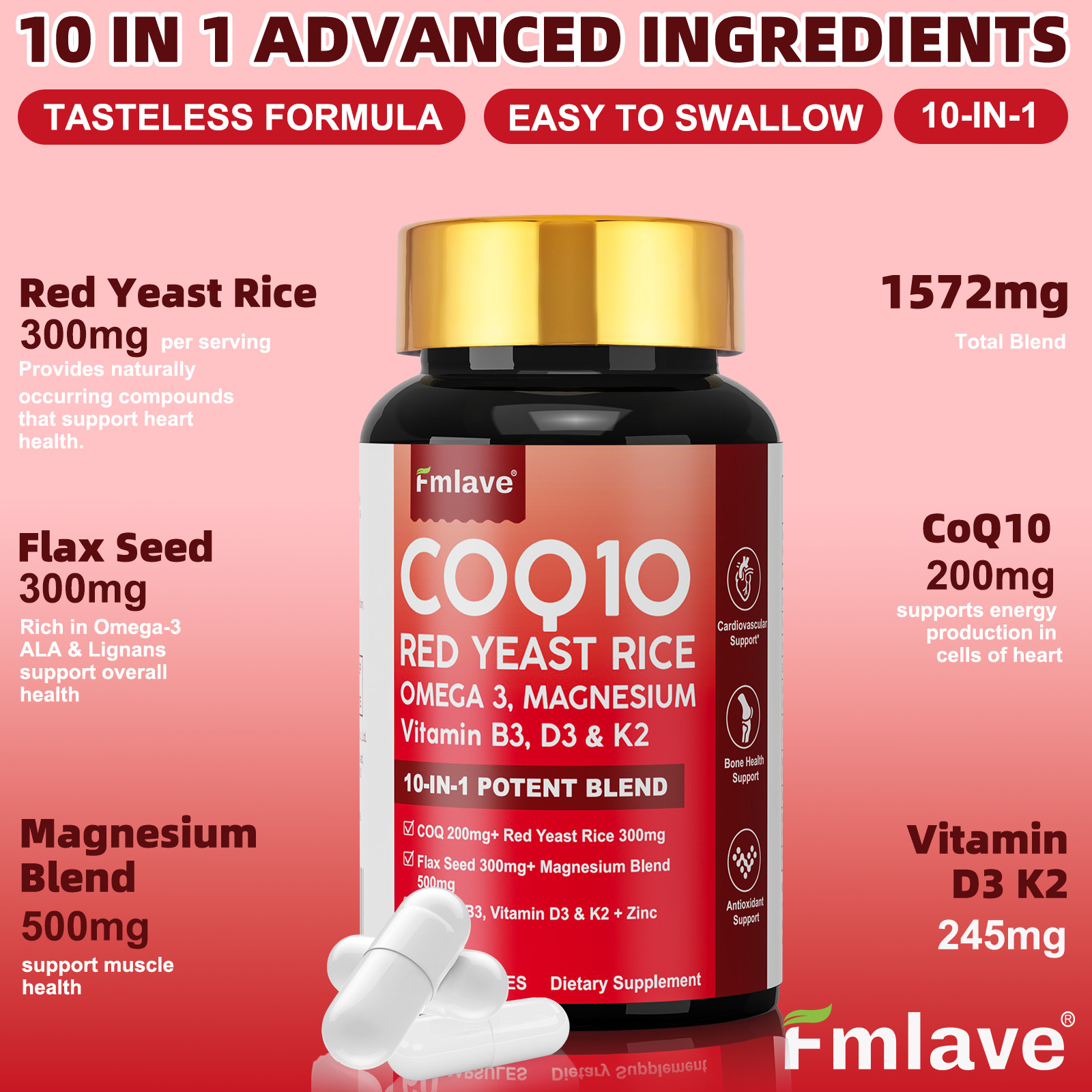 Coq10 300 Mg Softgels Coq10 Supplement – CQ10 Coenzyme-Q10 with Omega 3 & D3 K2