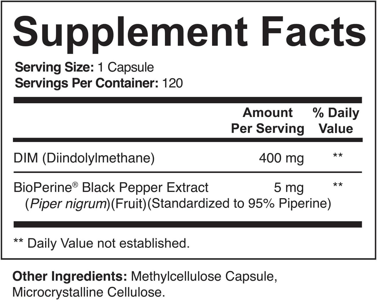 Nutriflair DIM 400Mg with Bioperine 120 Capsules
