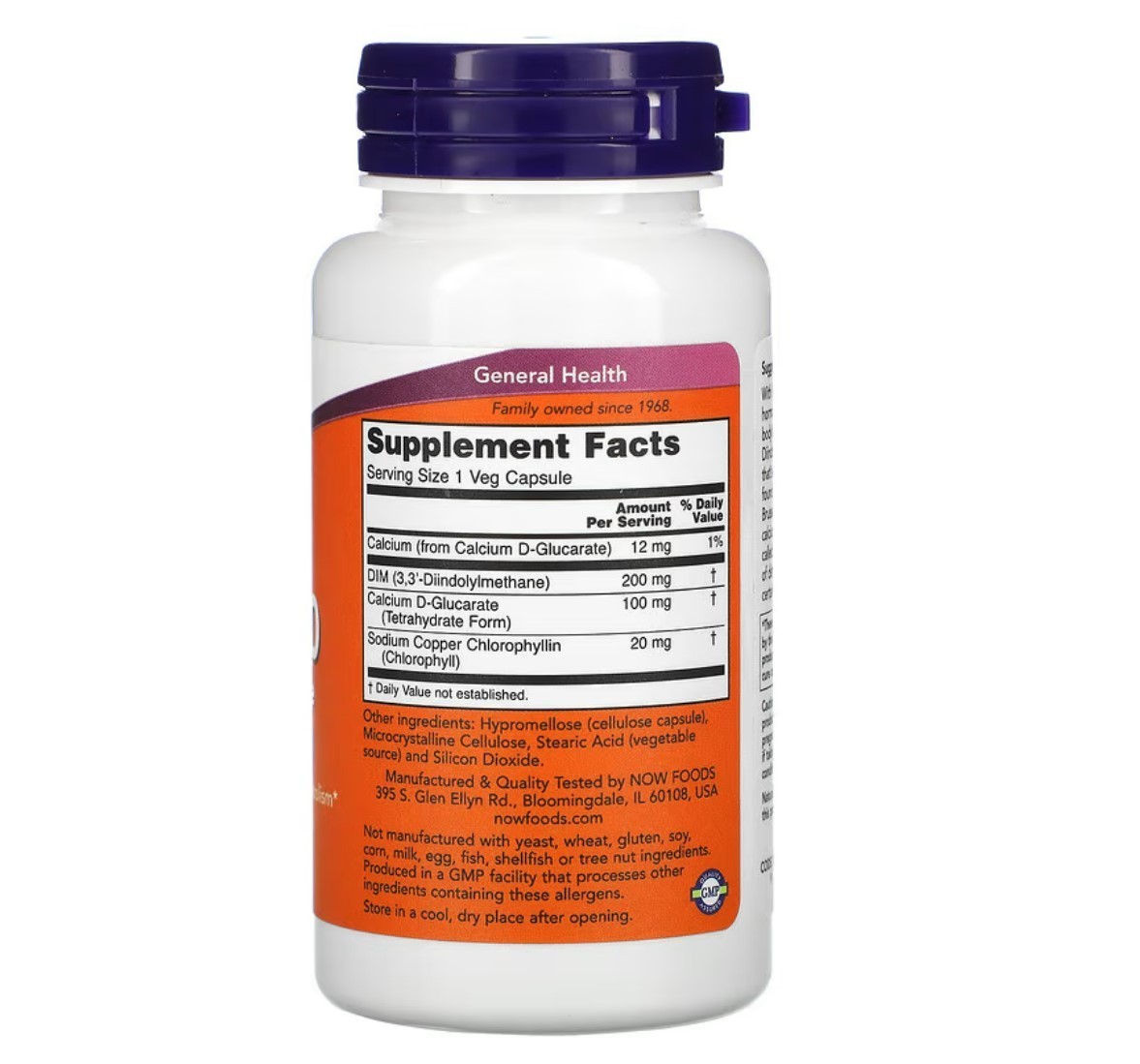 NOW Foods DIM 200 w Calcium D-Glucarate, 90 Veg Capsules