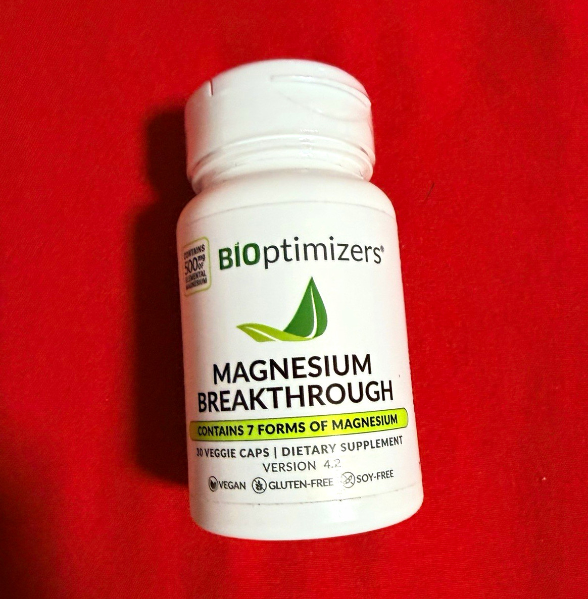 BiOptimizers Magnesium 500mg Capsules 30 Ct Vegan Gluten-Free Soy-Free