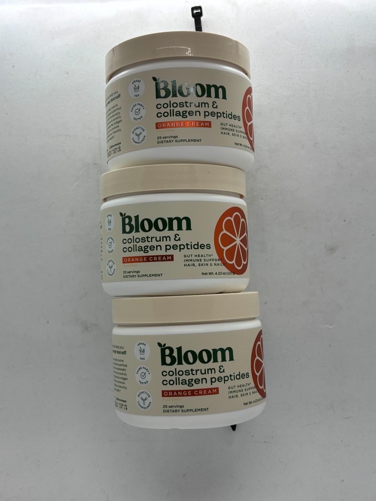 Bloom Colostrum & Collagen Peptides Gut Health, Orange ,3 x 4.23z, Exp 7/2027