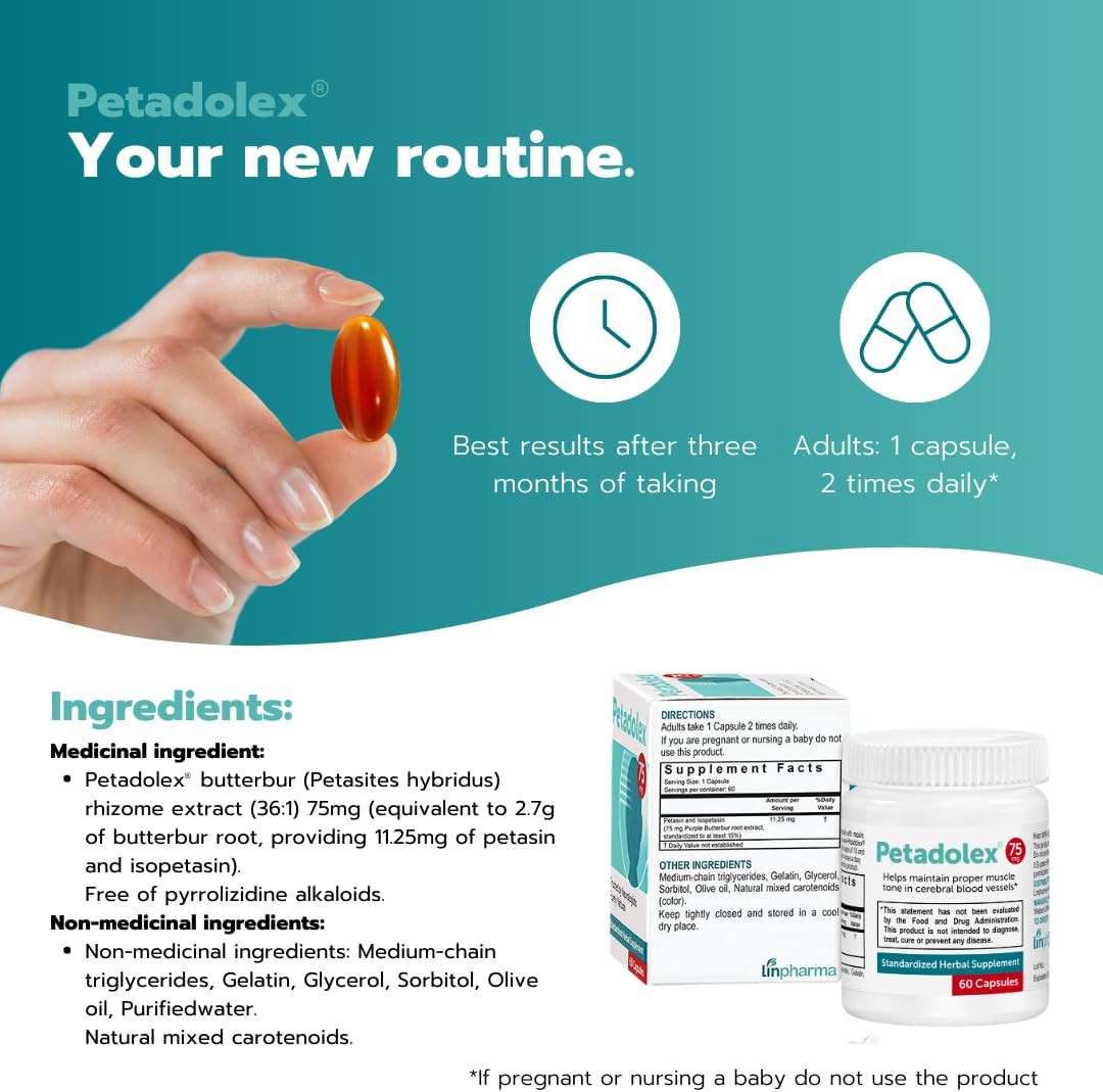 Migraine Relief – Patented Butterbur Root Extract, 75Mg Pa-Free Butterbur Extrac