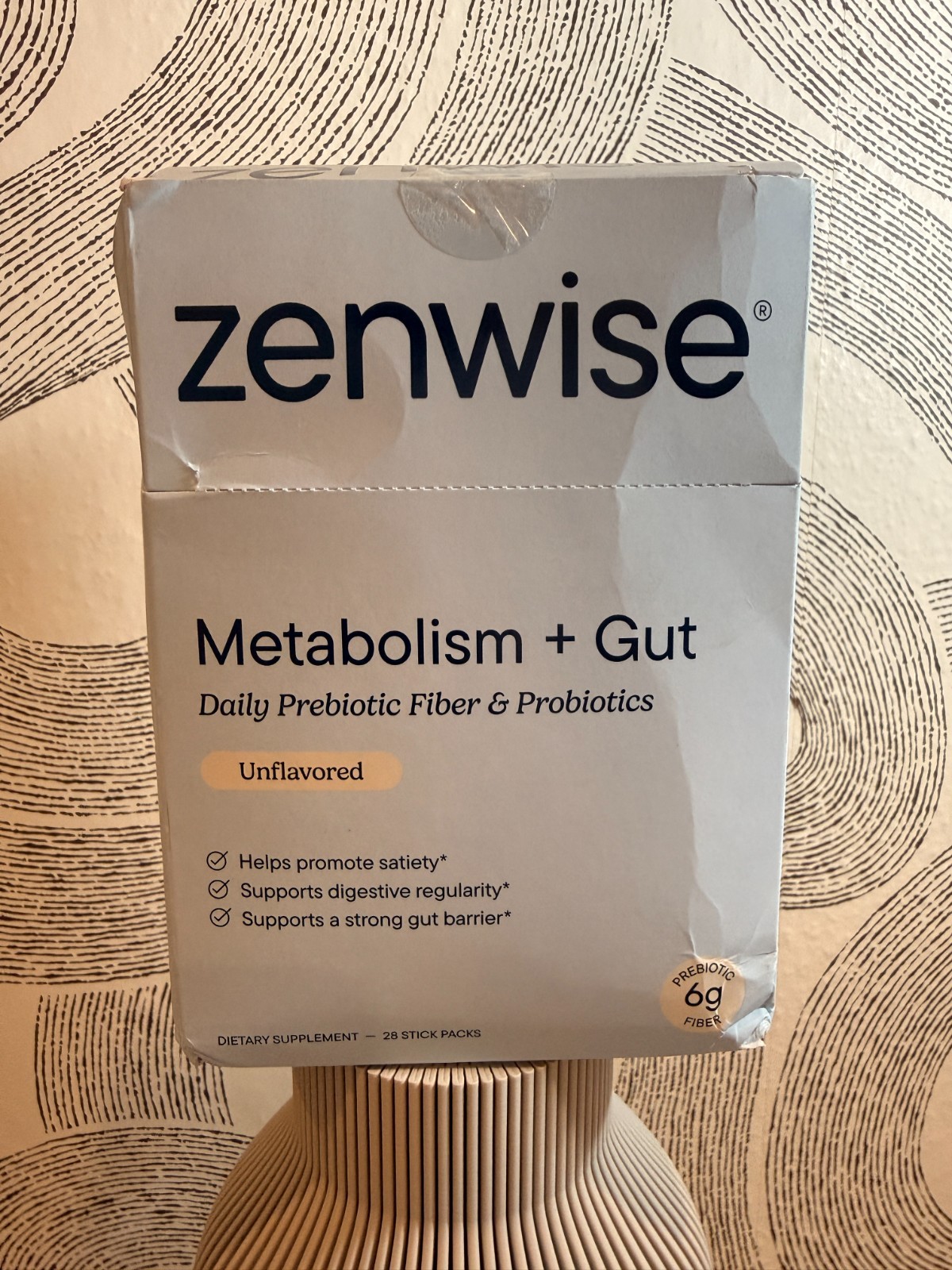 Zenwise Metabolism + Gut Prebiotic Fiber & Probiotics Unflavored 28 Sticks – New
