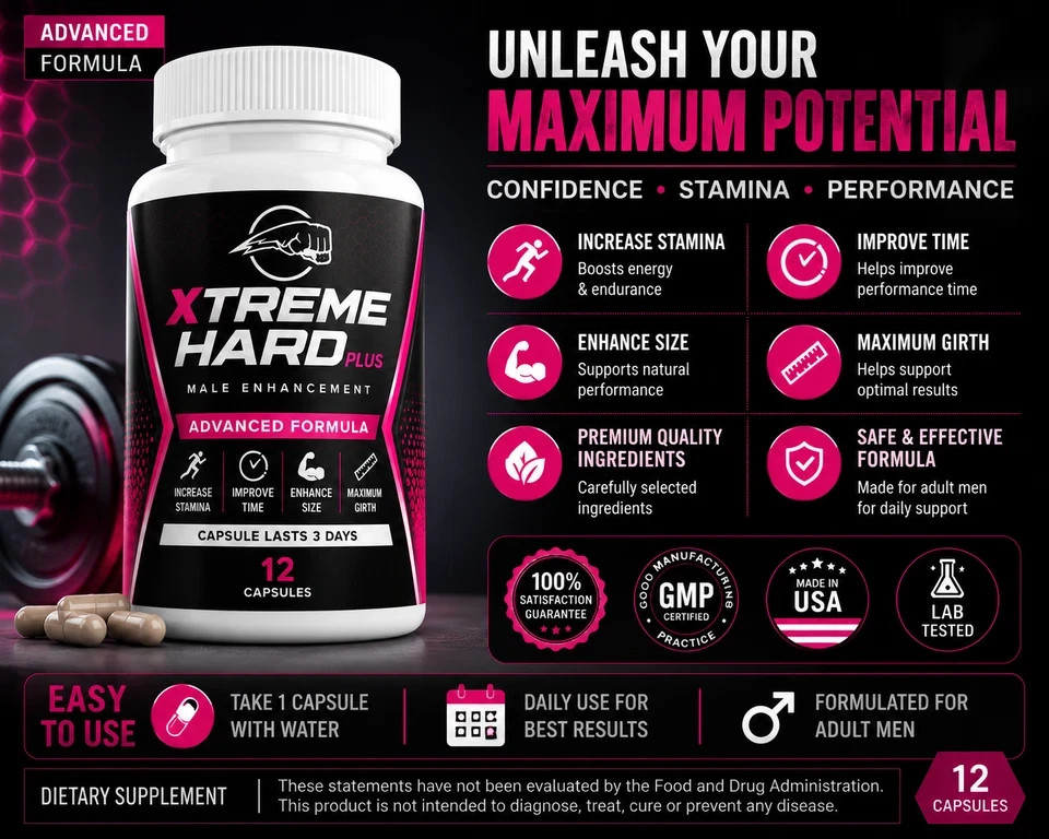 XTREME HARD Plus Male Enhancement Advanced Formula 12 Capsules Pack of 2