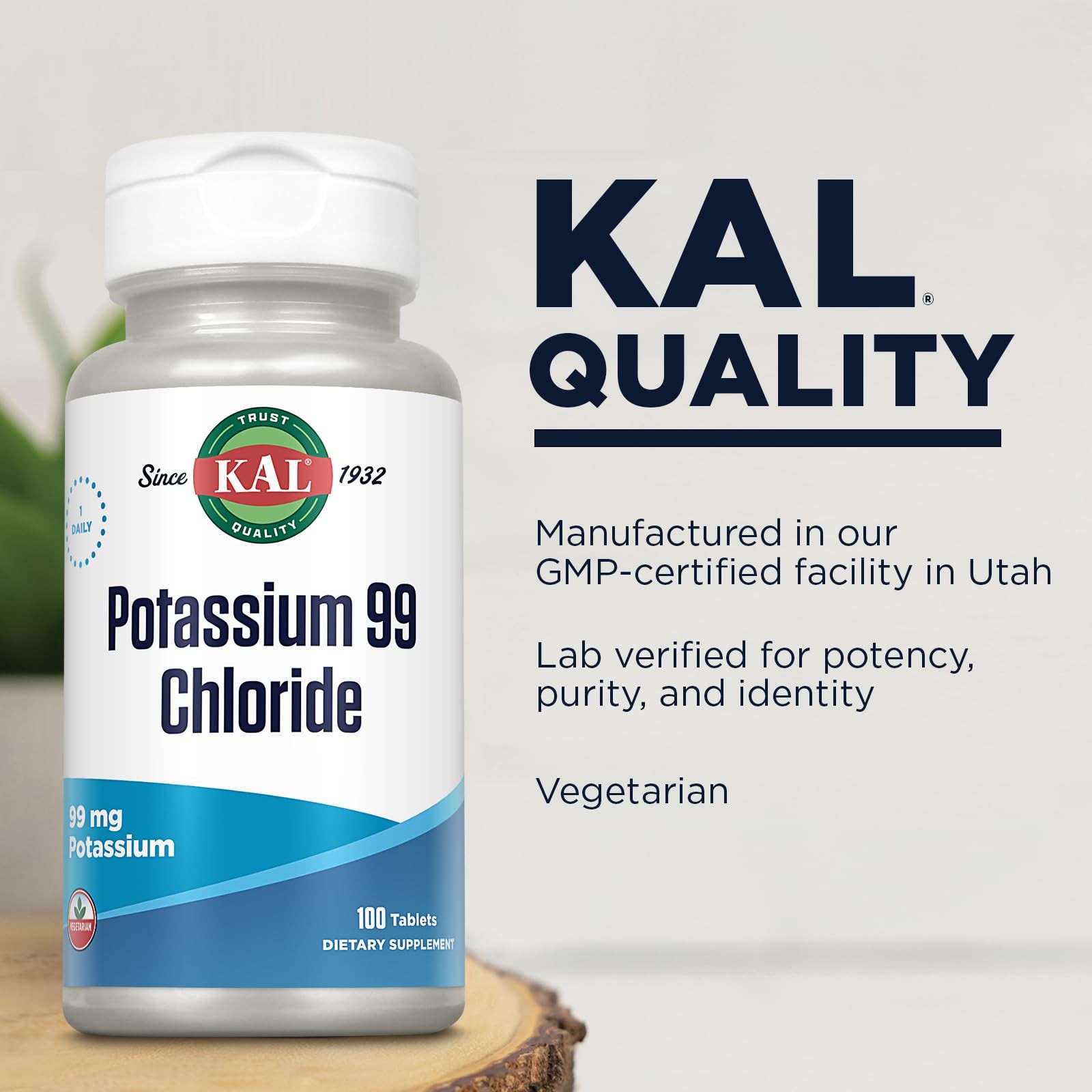 KAL Potassium 99 Chloride – 99 mg 100 Count (Pack of 1),