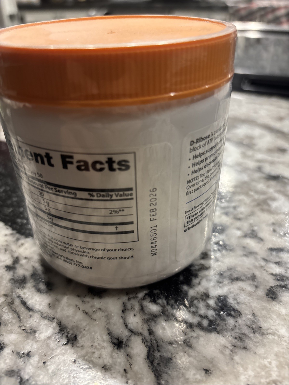 Doctor’s Best D-Ribose with Bioenergy Ribose, Non-Gmo, Vegan, 8.8oz Exp 02/2026