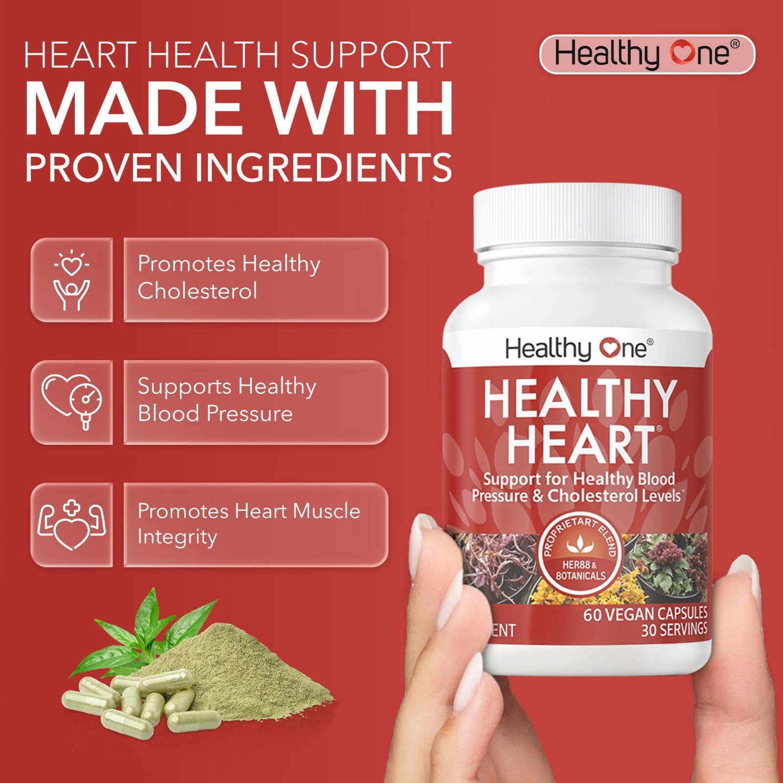 Healthy Heart Supplement – Cholesterol Support, Circulation & Blood Pressure – 1