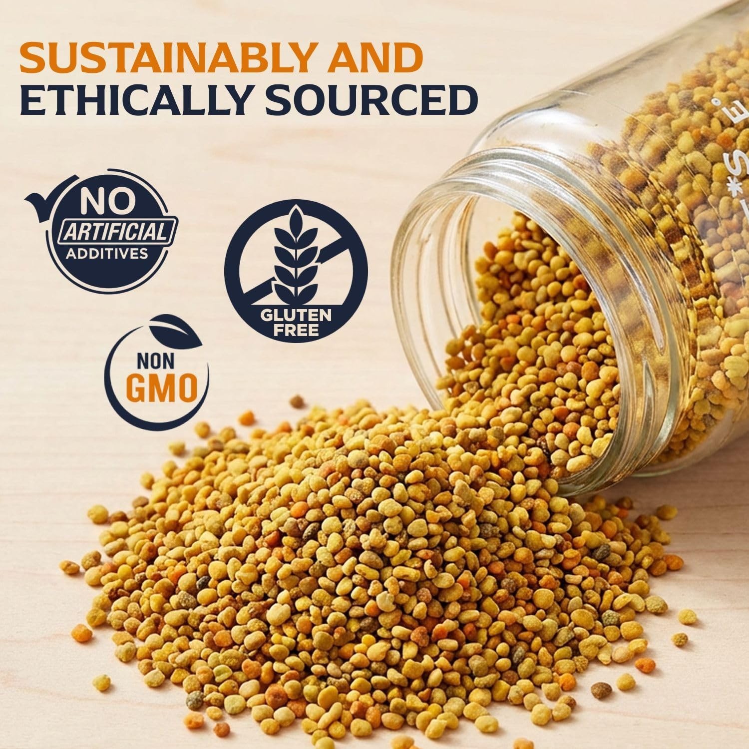 100% Pure Bee Pollen Granules 6 oz – Raw Natural Energy Boost, Immunity Support,