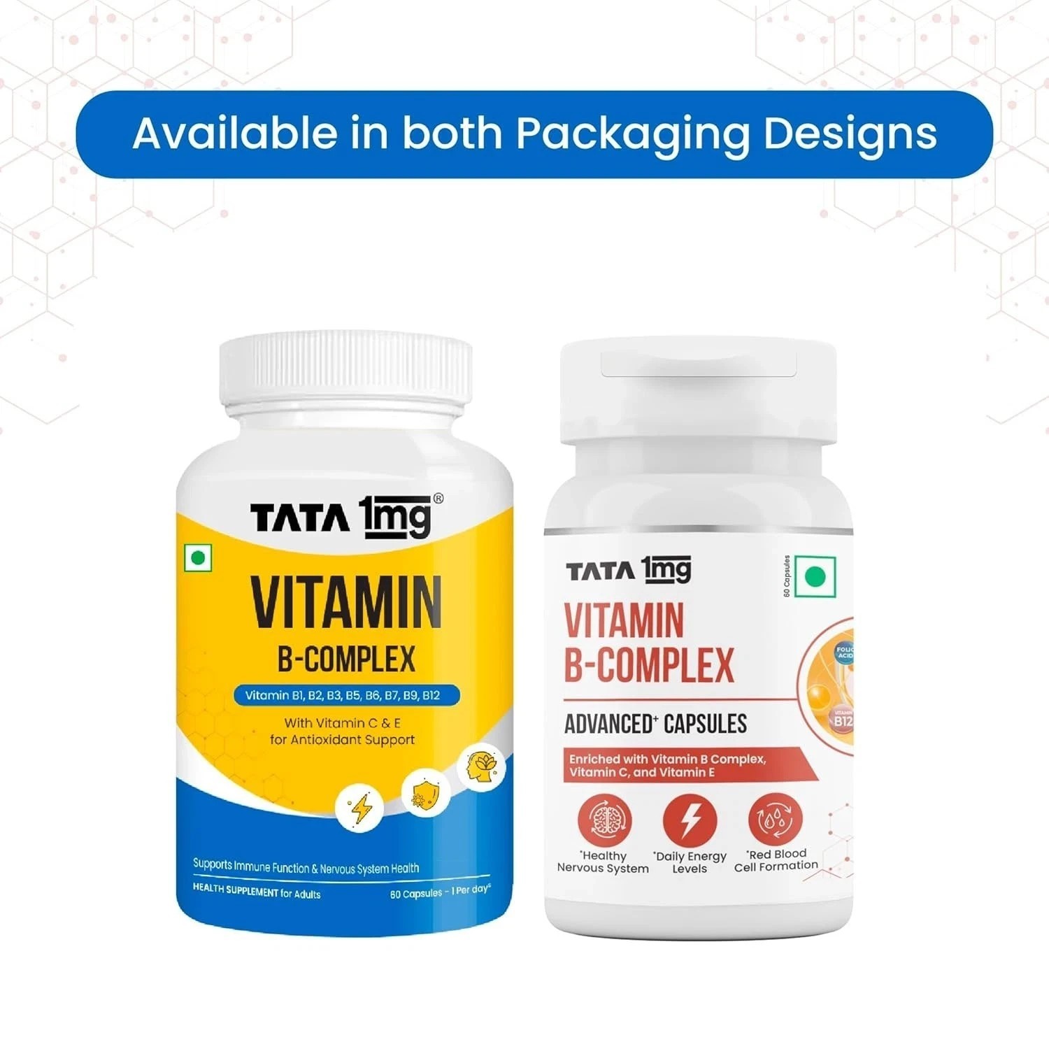 Tata 1mg Vitamin B Complex Capsules with, B1,B2,B3,B5,B6,Biotin (Pack of 60) A86
