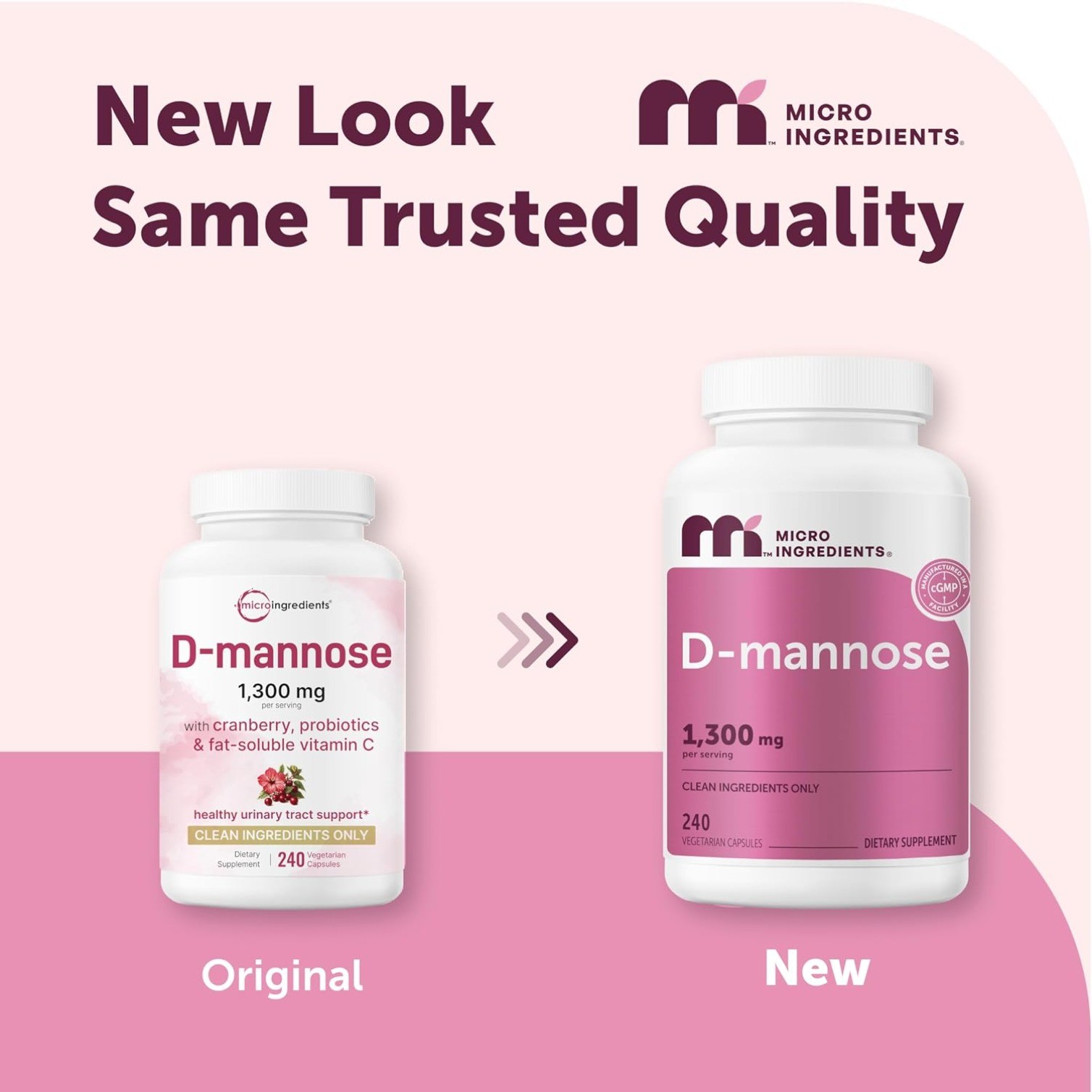 240 Pure D Mannose 1,300mg with Cranberry & Probiotics, 1 Million CFU Probiotics
