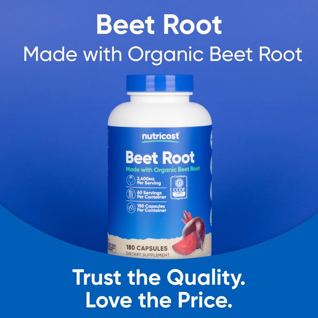 Nutricost Beet Root 2400mg, 180 Capsules – CCOF 180 Count (Pack of 1)