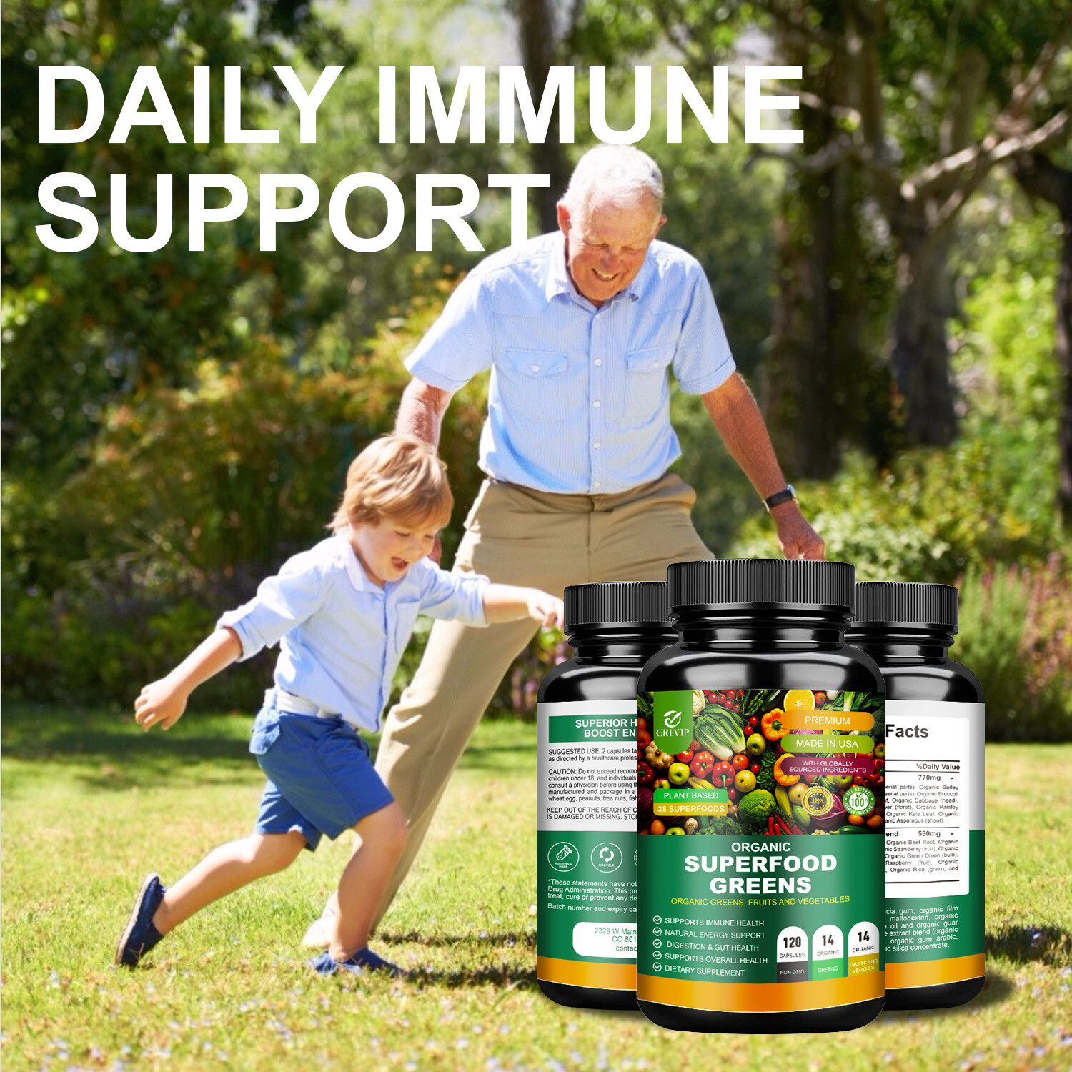120pcs Organic Superfood Greens – Includes Greens, Fruits & Veggies-Boost Energy