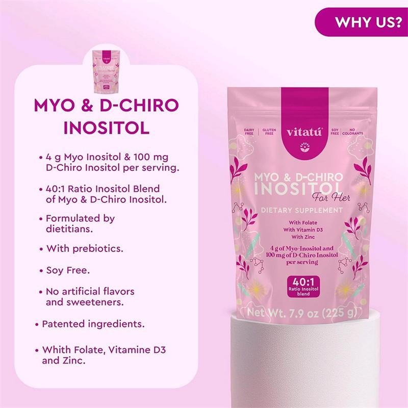 Myo Vitatú Inositol ( 4g ) & D – Chiro Inositol ( 1g ) Ideal Mix 40 : 1 With Fol
