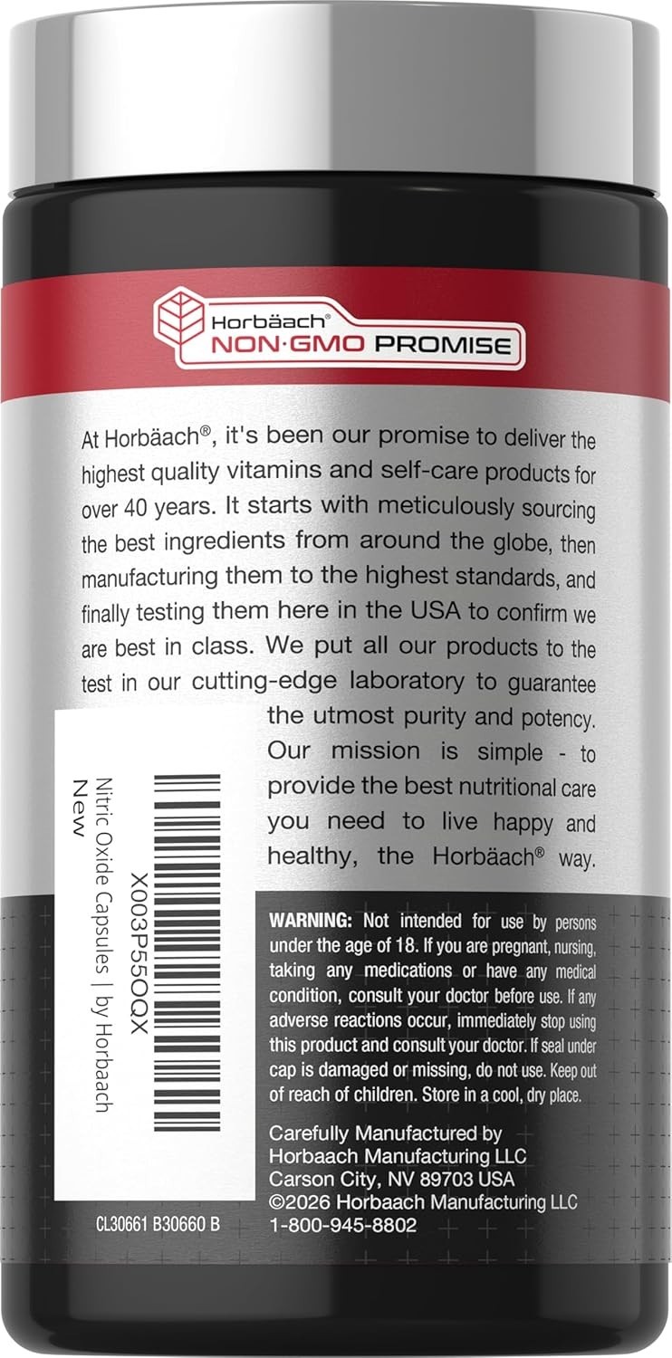 Nitric Oxide Beet Root Capsules | With Nitrates | 180 Count | by Horbaach