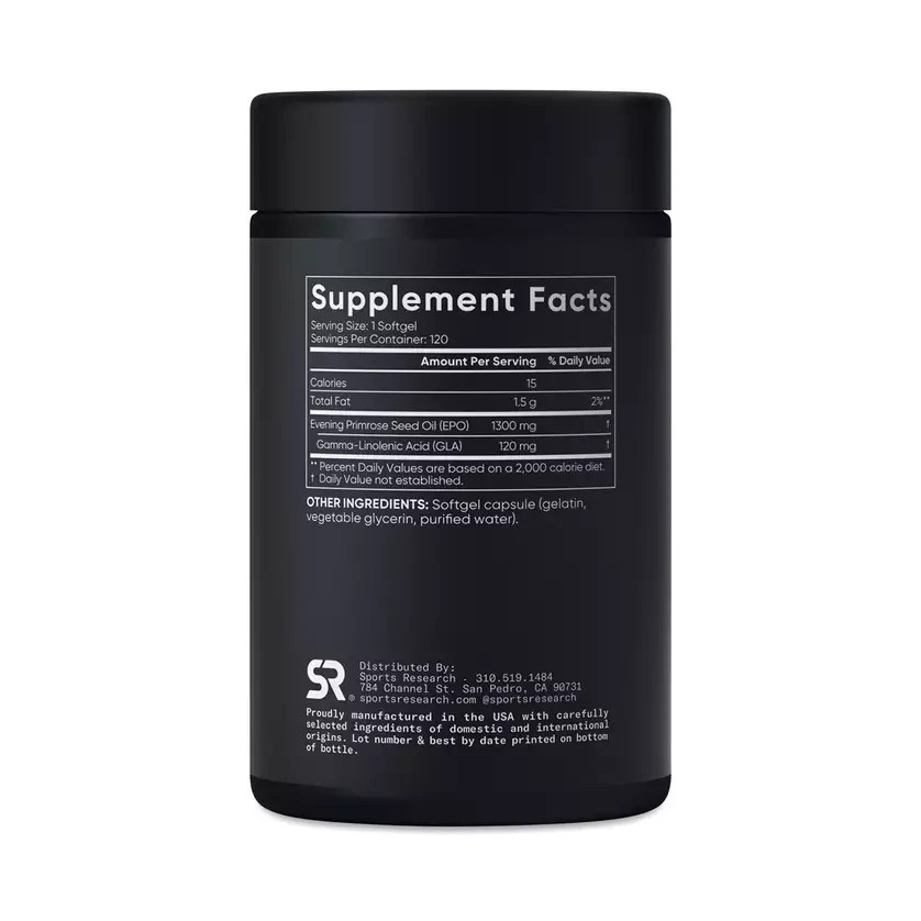 Sports Research® Evening Primrose Supplement from Cold Pressed Oil – Softgels fo