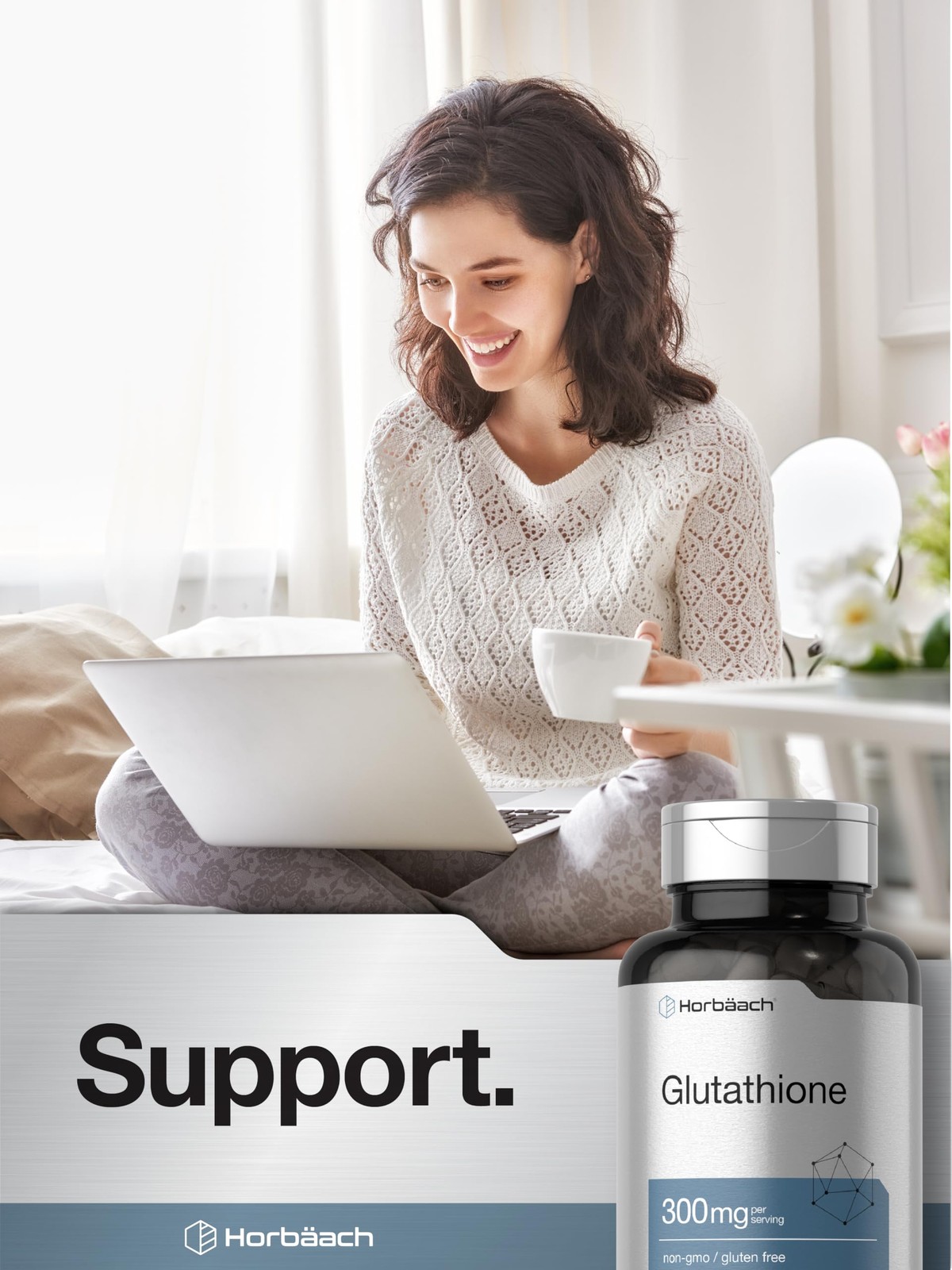 Horbaach Glutathione Supplement | 300mg | 60 Capsules | 60 Count (Pack of 1)