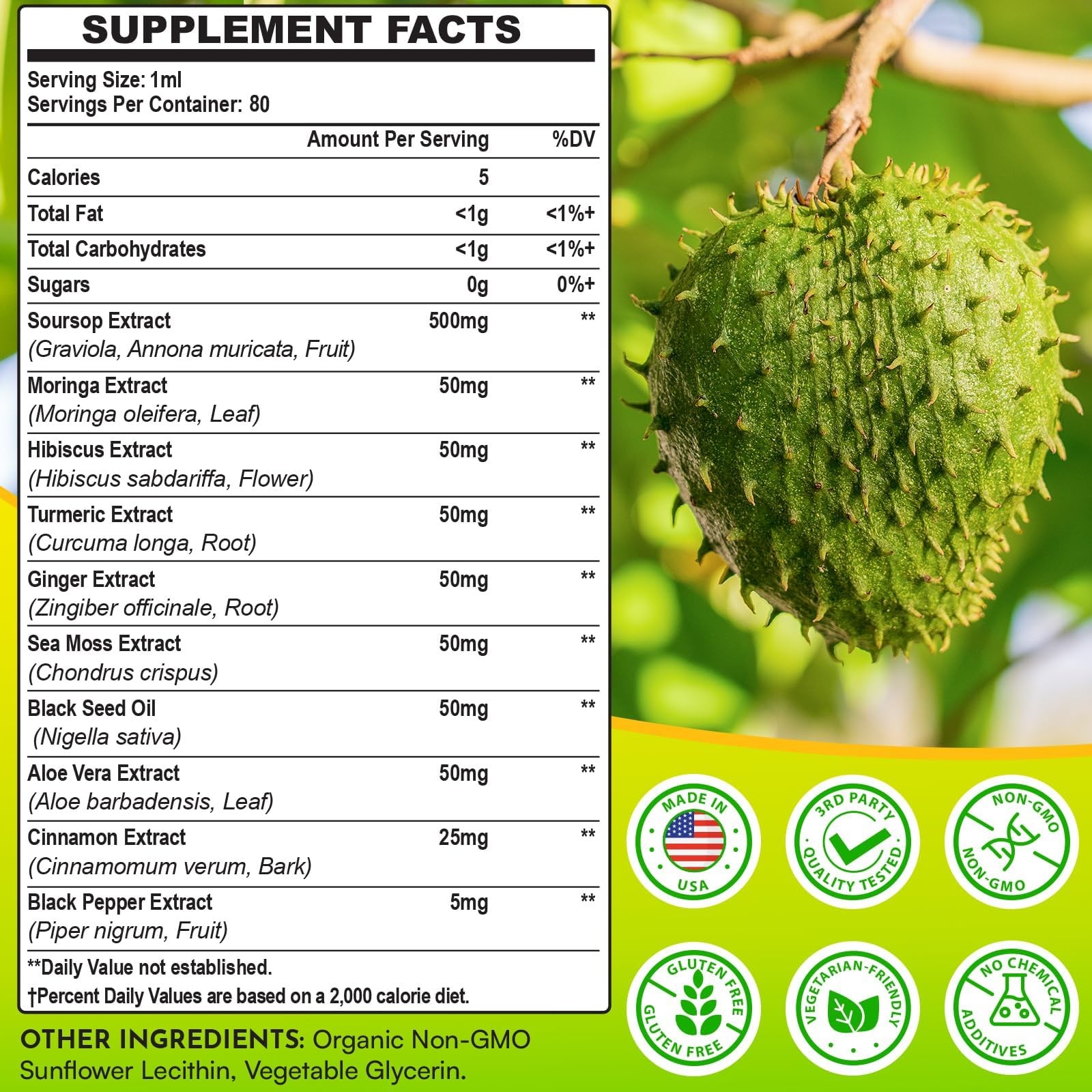 Soursop Bitters Liquid 880MG, Multivitamin 2.8 Fl Oz (Pack of 2)