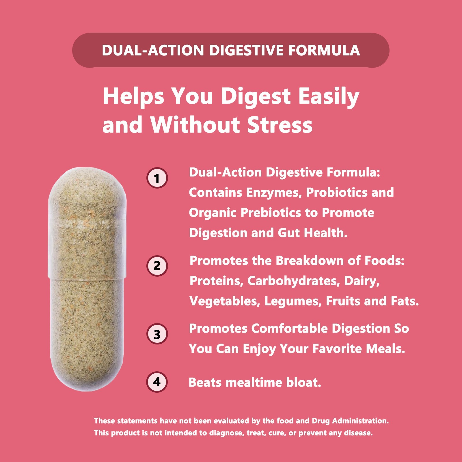ESUNM Dual-Action Digestive Enzymes,Multi Enzymes Probiotics+Organic Prebiotics