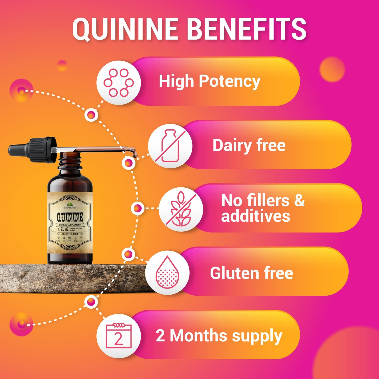 Quinine Liquid Extract 4oz – Restless Legs & Nighttime Cramp Relief, Natural