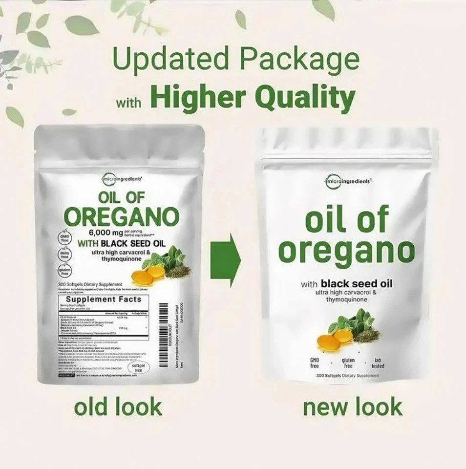 2 in 1 Oil of Oregano & Black Seed Softgels Count with Carvacrol, 40% discount !