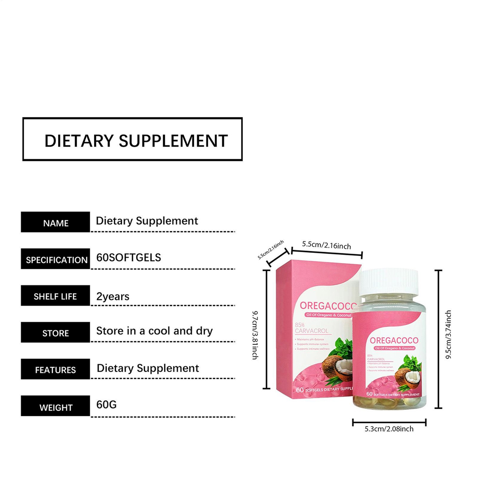 Oregano OregaCoco Coconut Oil Softgels 60ct Herbal Supplement