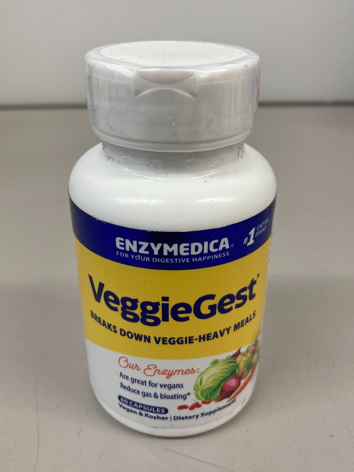 Enzymedica VeggieGest 60 Capsules Casein-Free, Dairy-Free, Egg-Free Exp. 05/2026