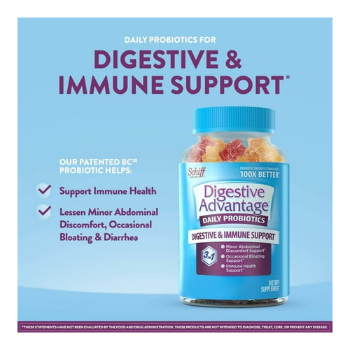Digestive Advantage Probiotic Gummies For Digestive Health 80 Count exp 09/2026