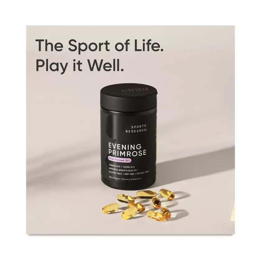 Sports Research® Evening Primrose Supplement from Cold Pressed Oil – Softgels fo