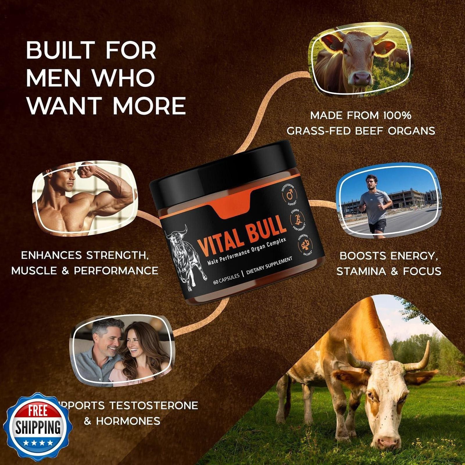 Vital Bull – Natural Men’s Wellness & Vitality Formula- 60 Caps/bottle