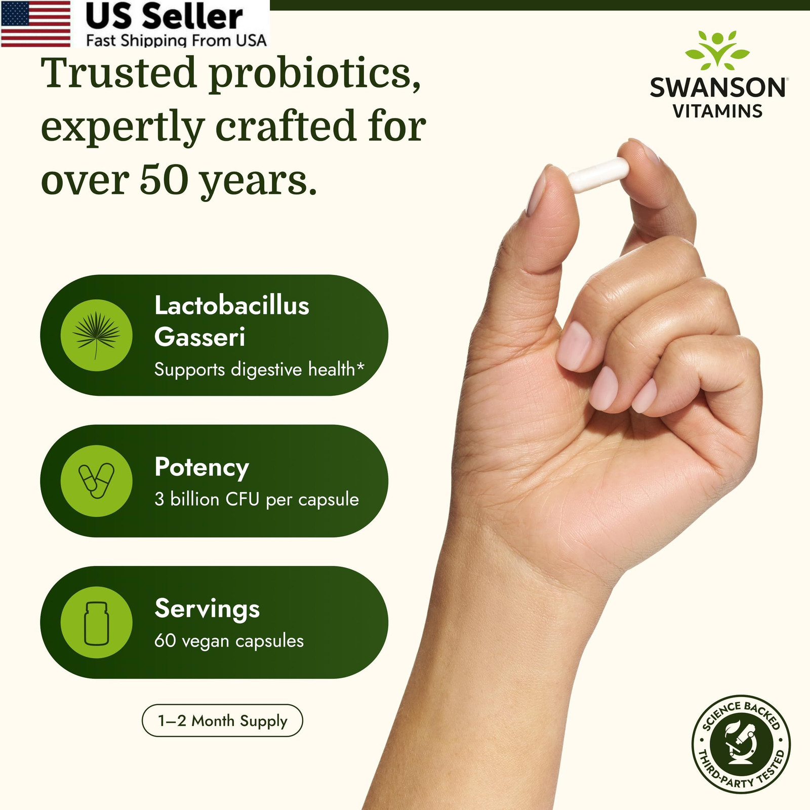 Swanson Lactobacillus Gasseri Probiotic for Adults 60 Count (Pack of 1)