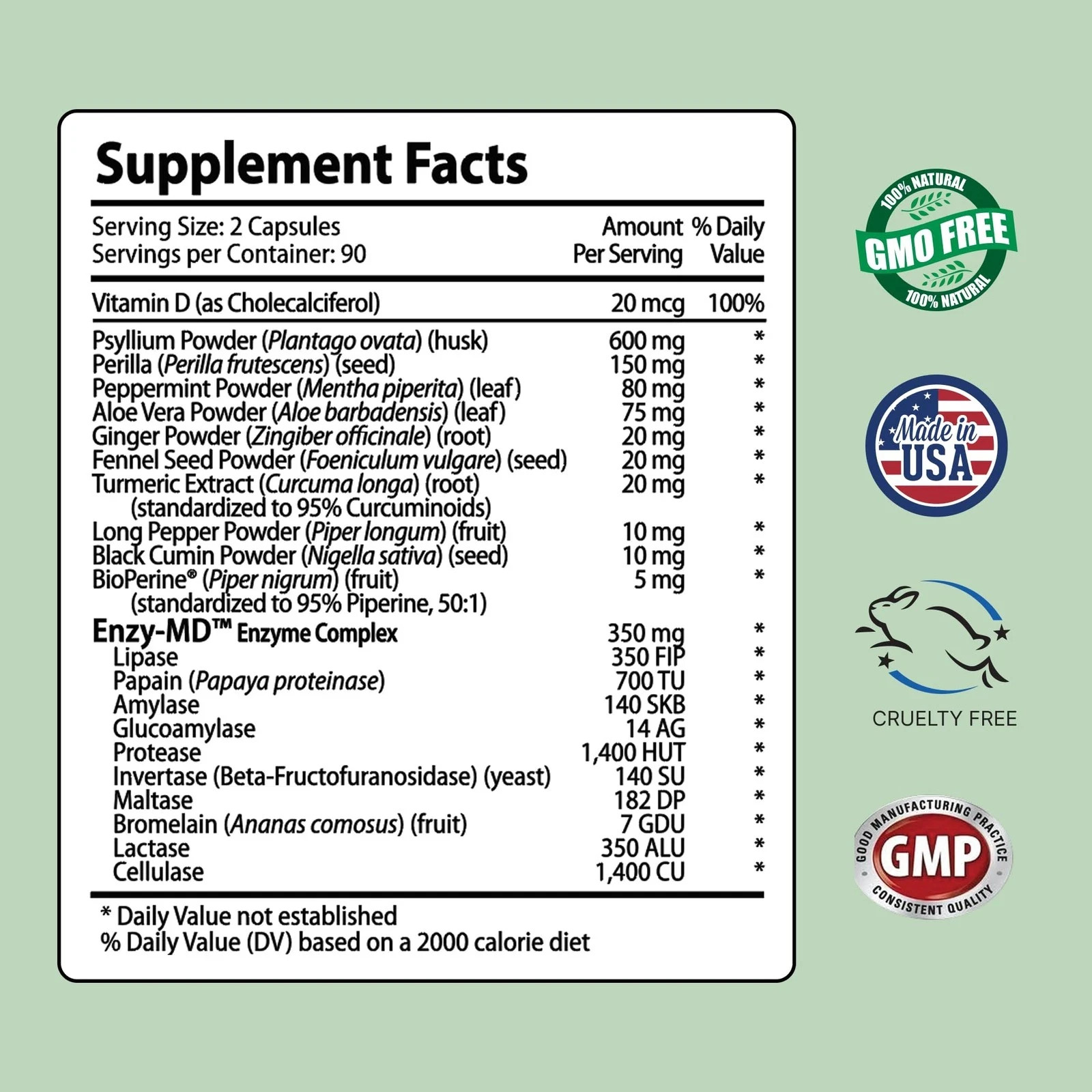 – ibs support – vitamin d, psyllium husk, fennel – 180 capsules – 3 month supply