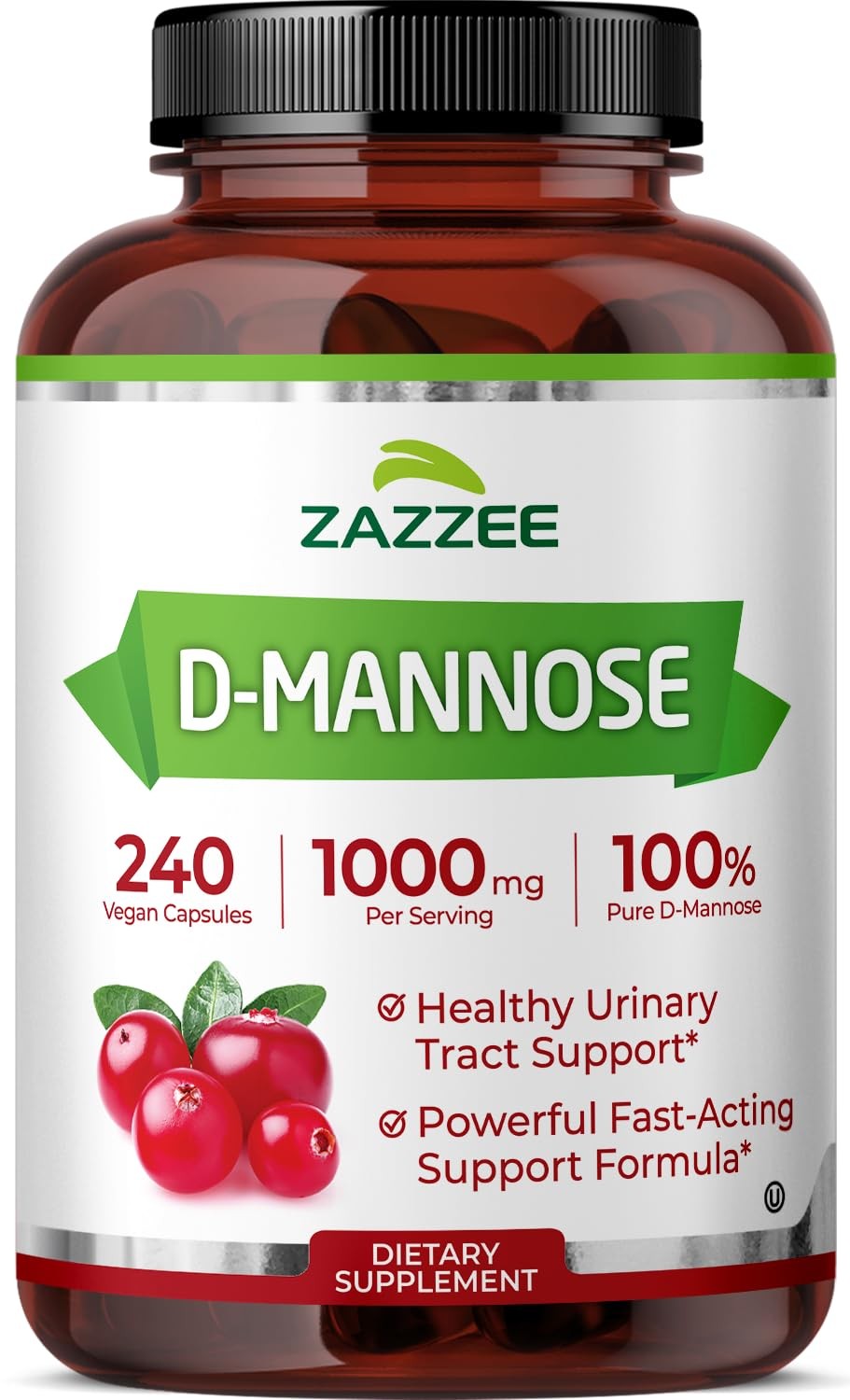 D-Mannose, 1000 mg per Serving, 240 Vegan Capsules, 4 Month Supply, UTI Support