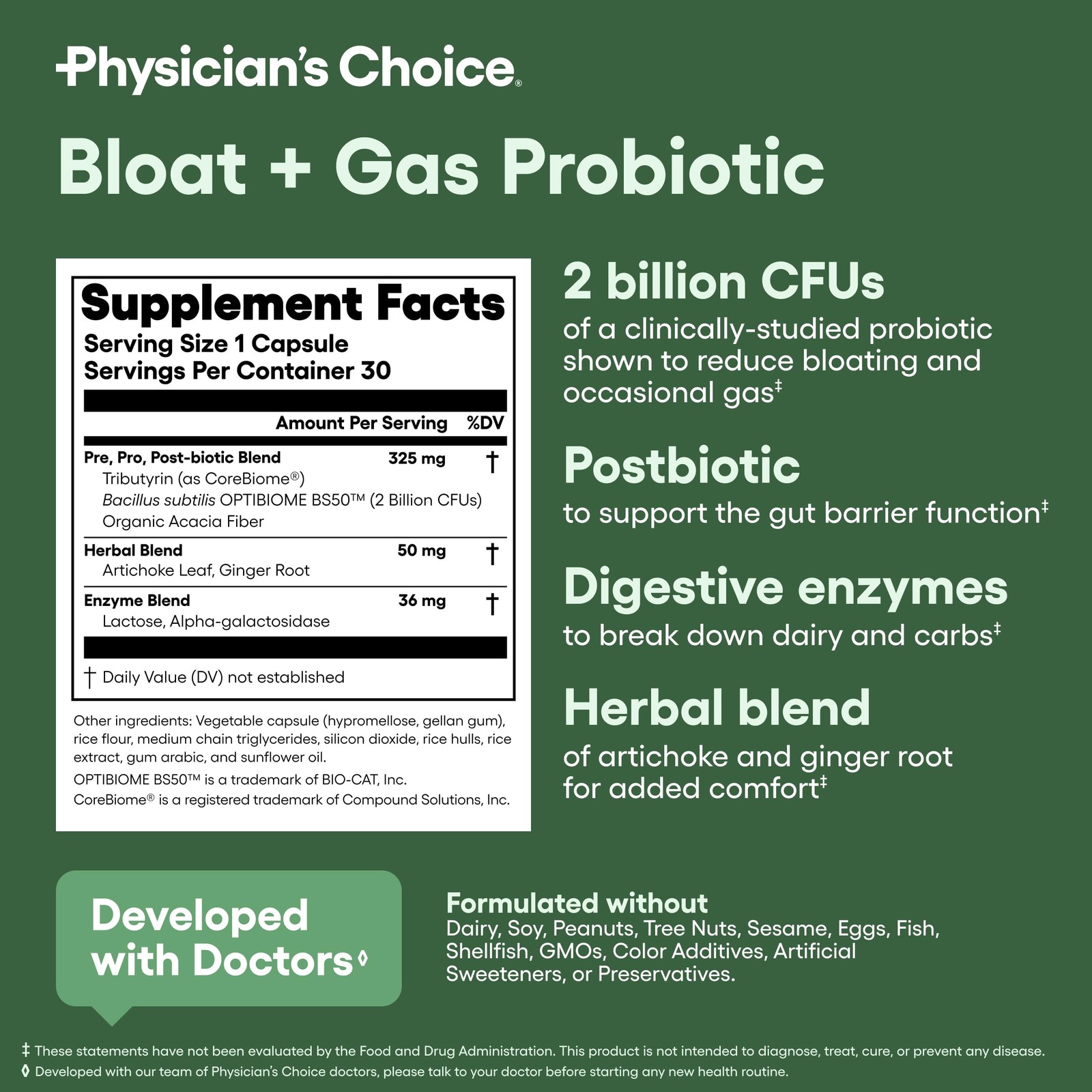 Bloat & Gas Probiotic 5-in-1 Proactive Support + Daily Relief – Digestion & G…