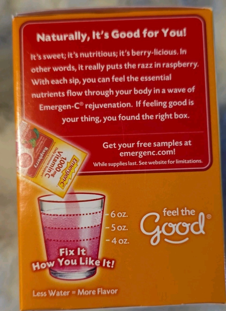 Emergen-C (30 Count, Raspberry Flavor, 1 Month Supply) Dietary Supplement Fizzy