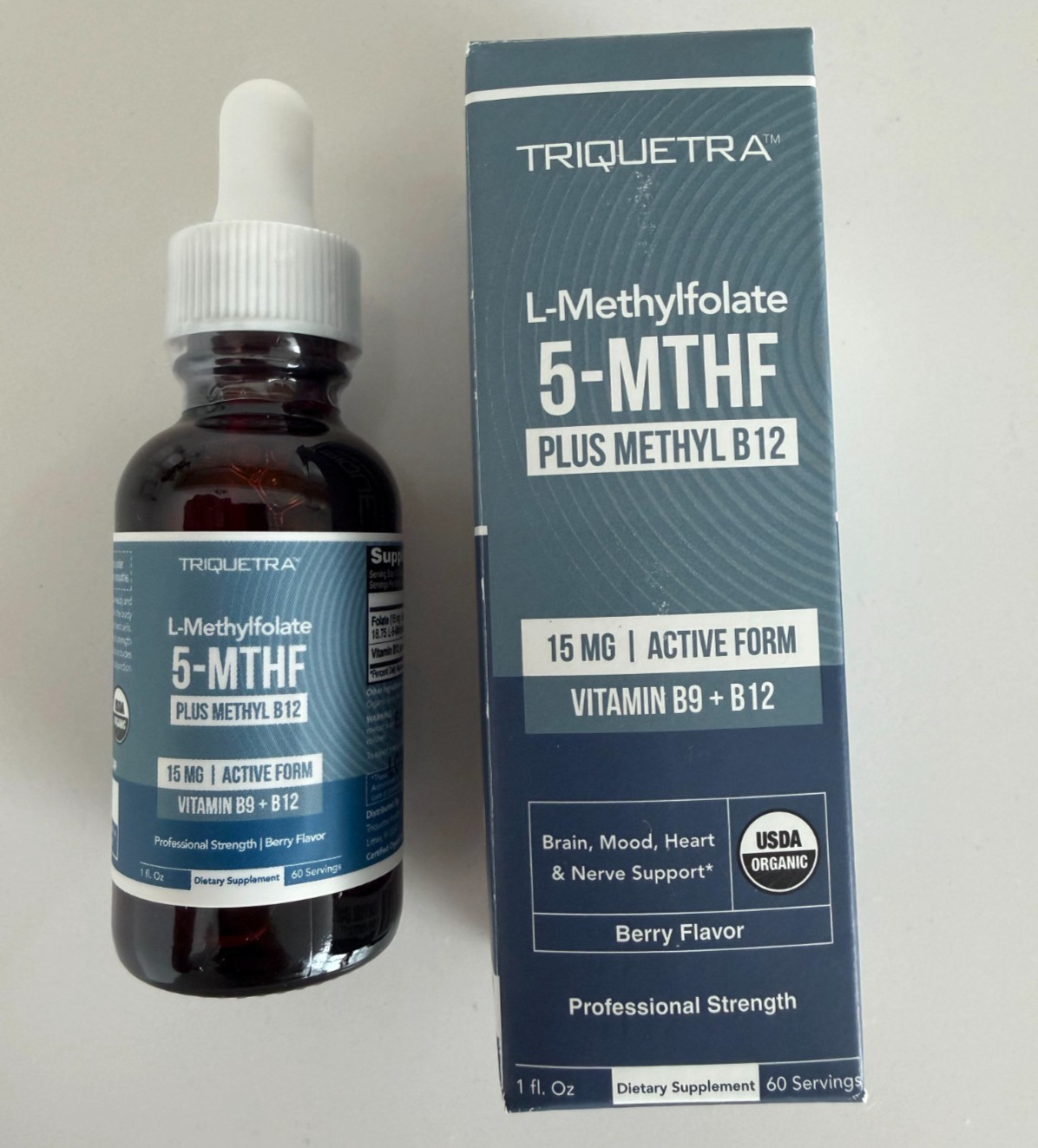 Triquetra L-Methylfolate 5-MTHF Plus Methyl B12 Supplement 1 oz Sealed Bottle