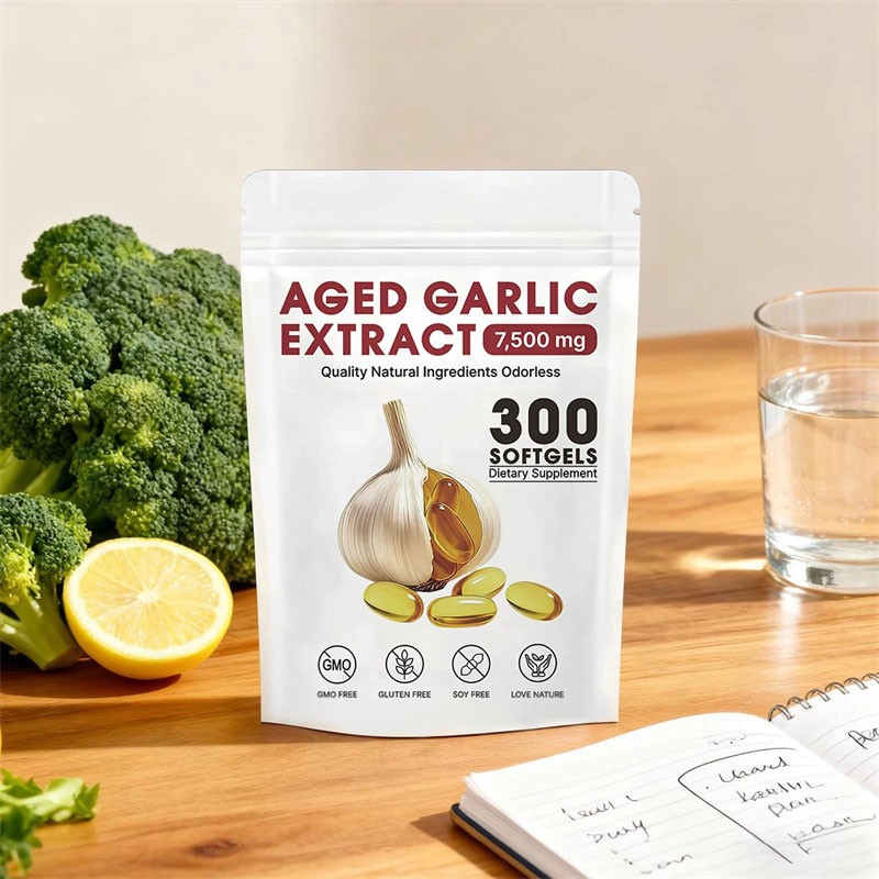 USA Odorless Garlic 7500mg Per Servings, 300 Softgels 2 Years Aged Garlic Extra